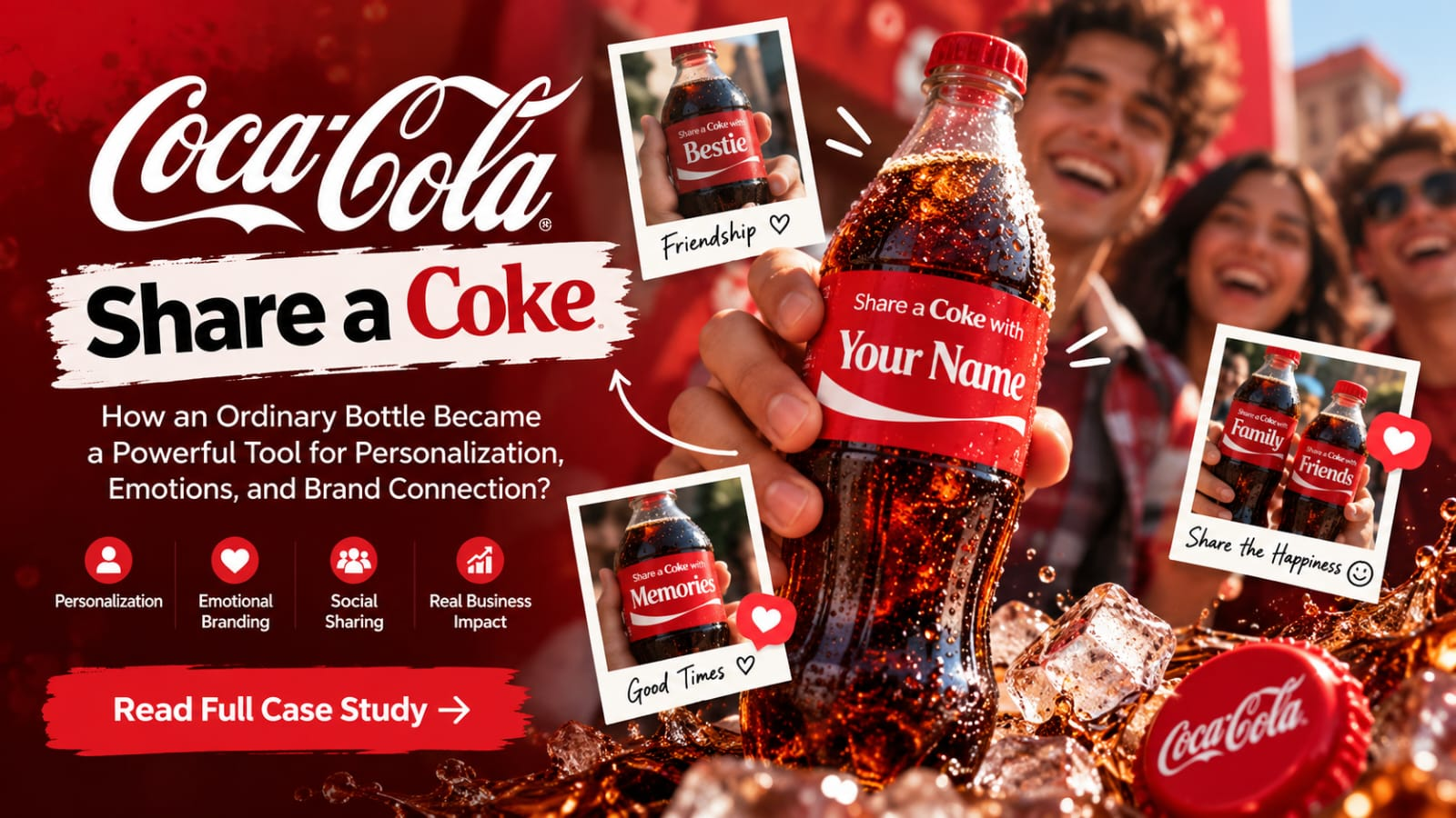 Share a Coke: Coca-Cola personalization, emotional branding and social sharing case study cover.