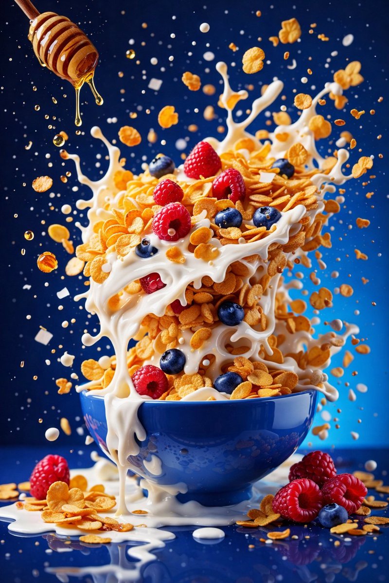 FoodBurst — Frozen Motion Series — Cereal, Milk & Honey Splash