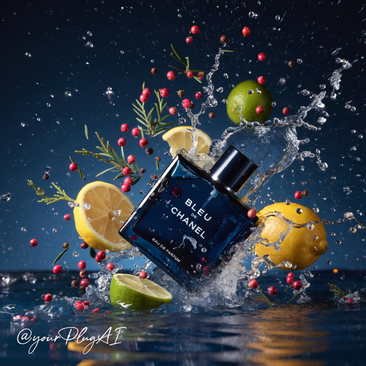Elemental Luxe — Cinematic Perfume Series — Bleu de Chanel — Citrus Splash